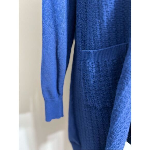 Samantha Erin Open Front Cardigan Size M Navy Duster Cover Up Pockets Sweater - Picture 13 of 13
